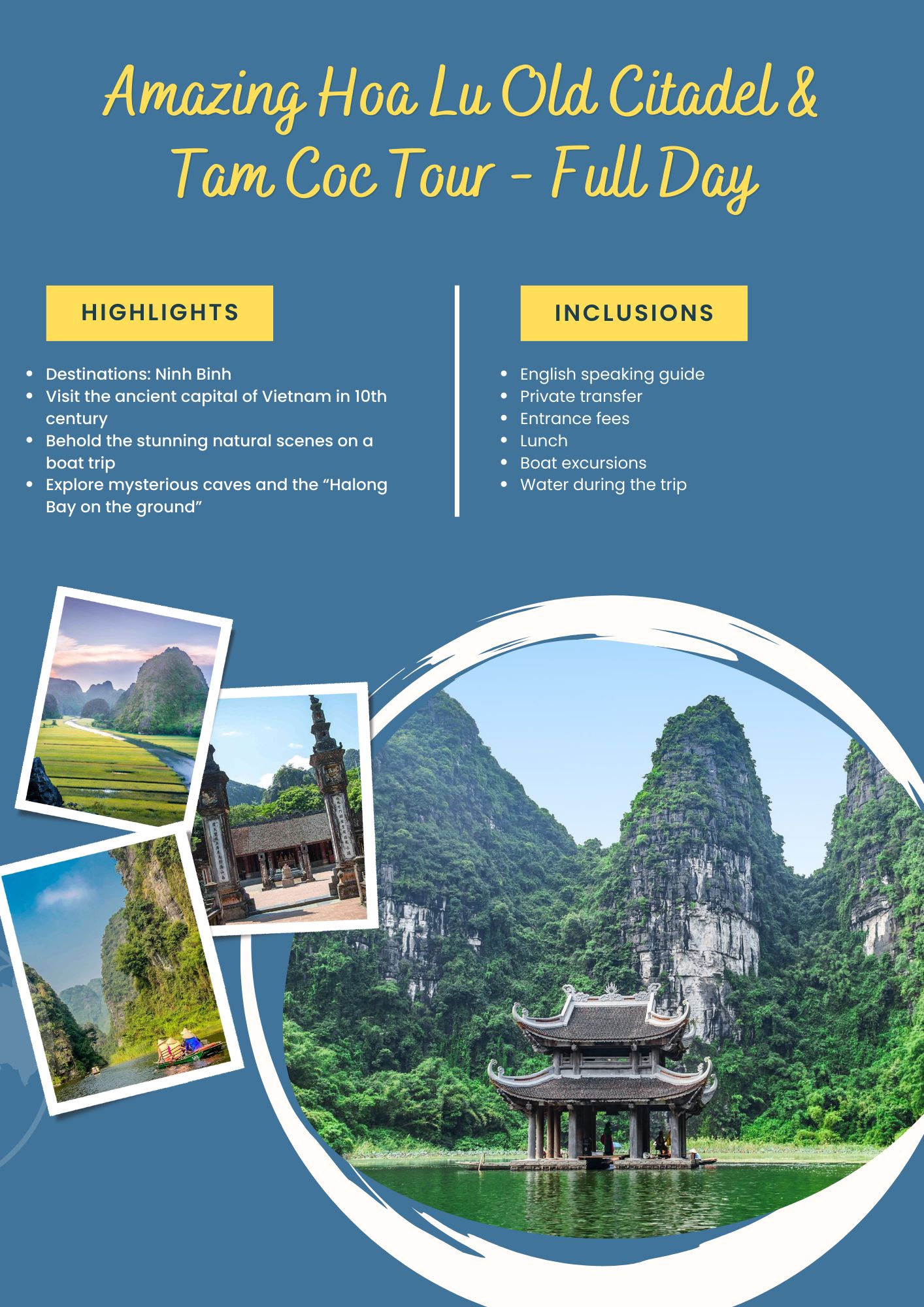 Amazing Hoa Lu Old Citadel & Tam Coc Tour - Full Day