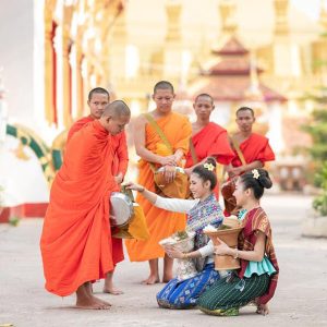 Alms giving - laos trips in 9 days