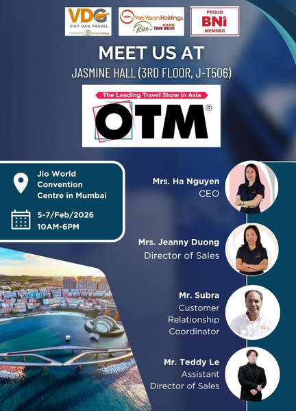 Viet Dan Travel team at OTM 2026 travel exhibition in Mumbai