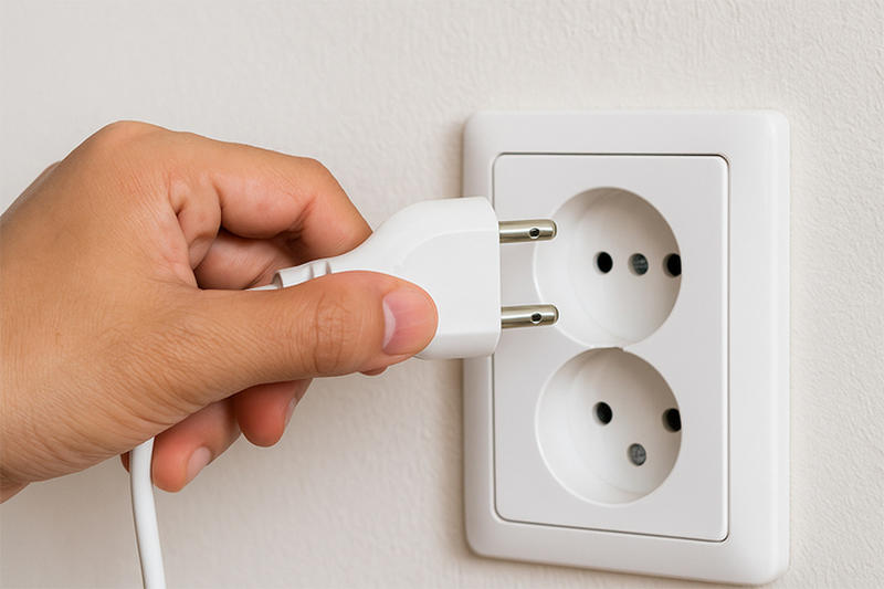 Power plug in vietnam being inserted into a wall socket