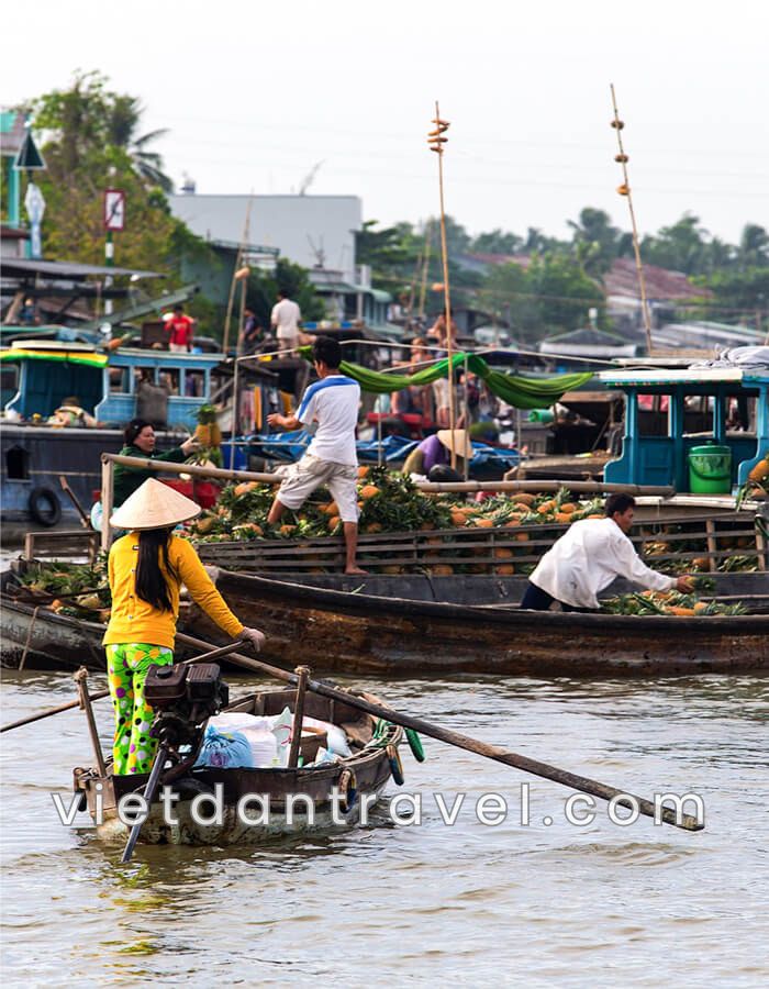 Floating market in Mekong Delta