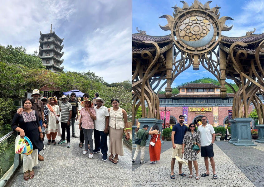 Group tourists visiting vietnam