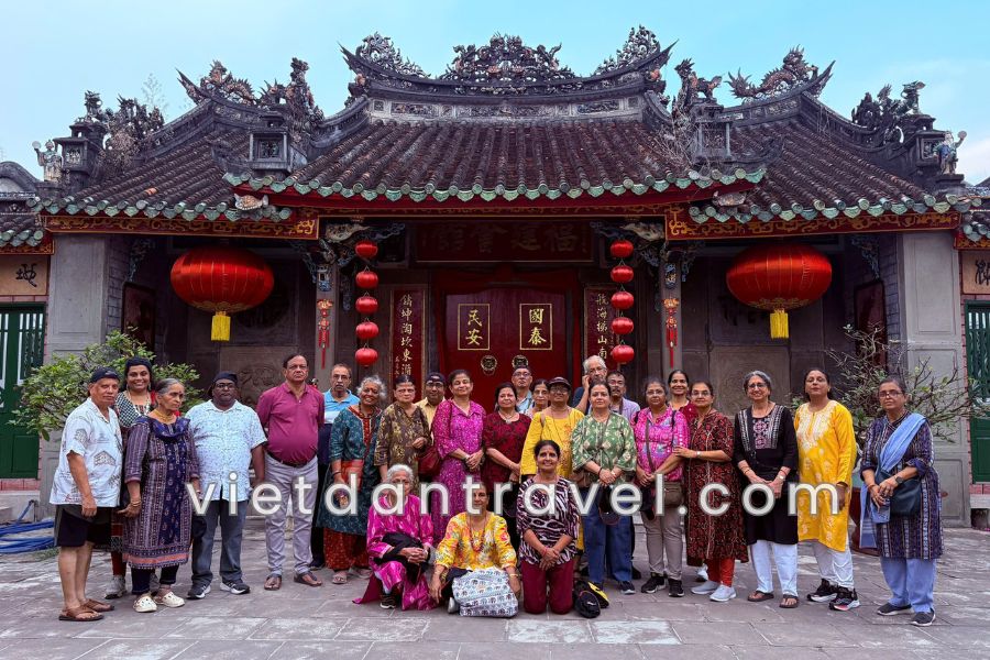 Indian Group Travelers checkin at Vietnam temple