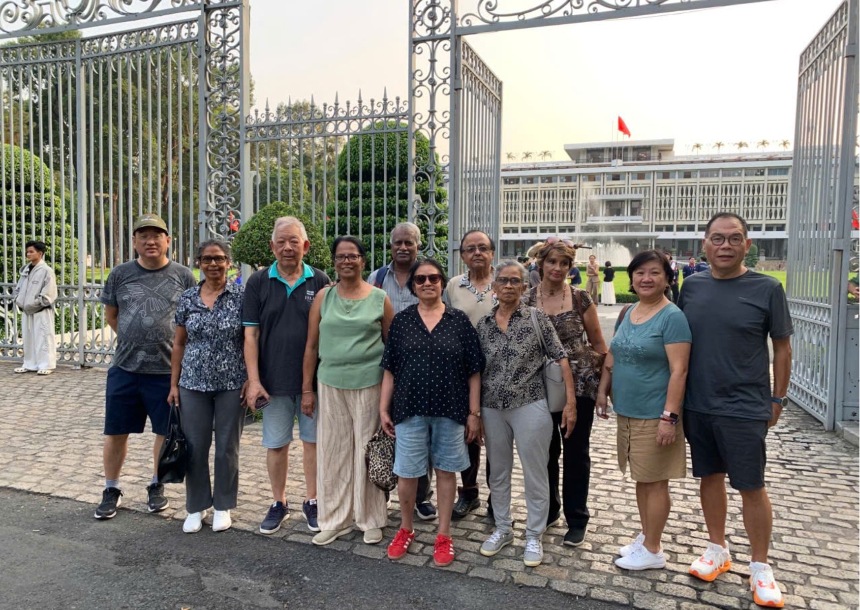 Tour group check in at Independence Palace in Ho Chi Minh City
