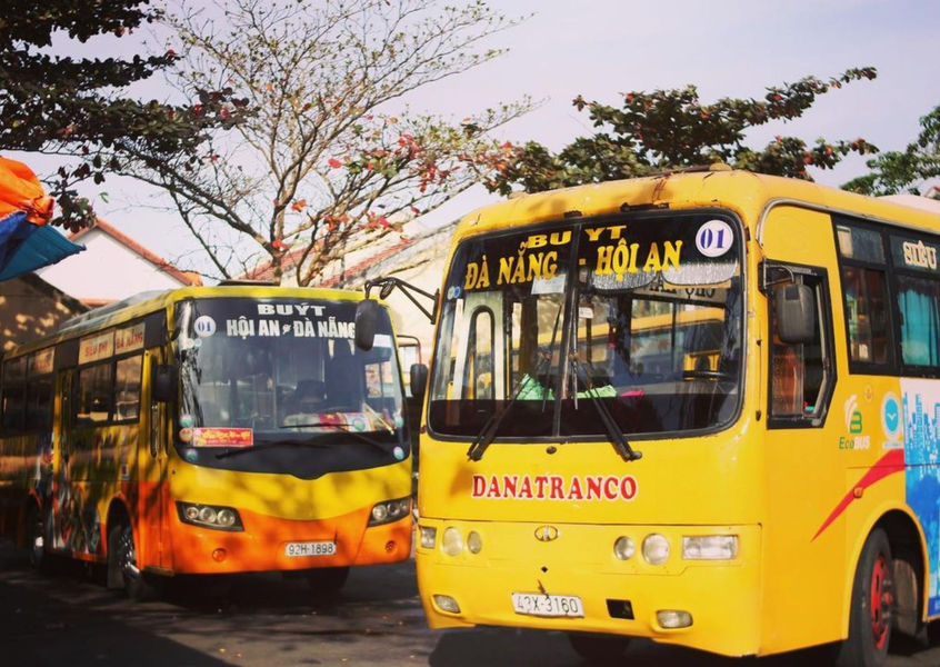Local buses operating on the route between Da Nang and Hoi An