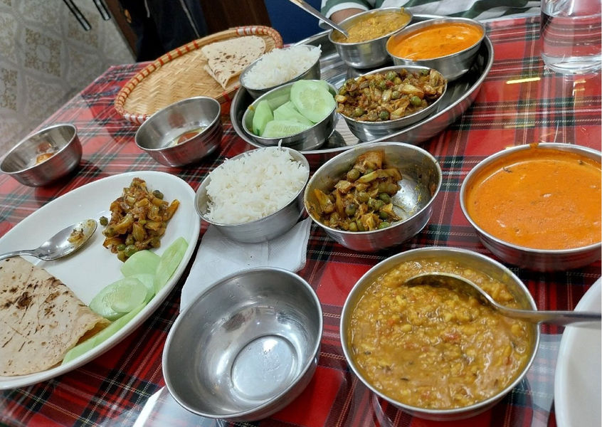 Vegetarian thali platter at Amy Indian Restaurant Hanoi