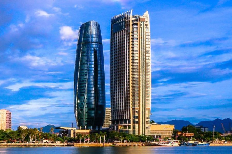 Novotel Danang Premier Han River's gold spiral tower