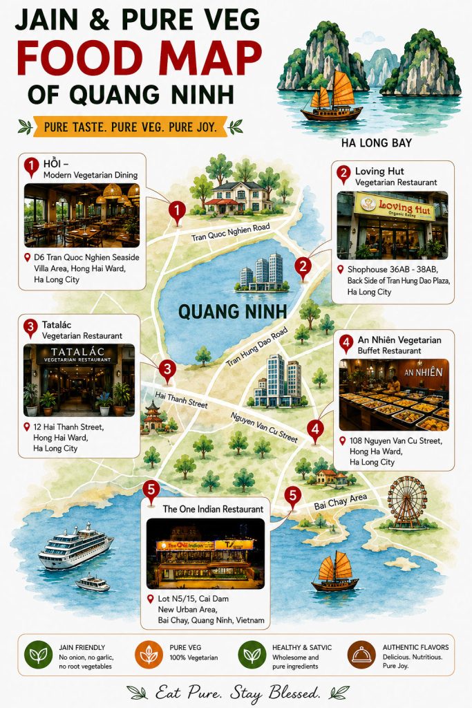 map of quang ninh pure veg and jain food restaurants