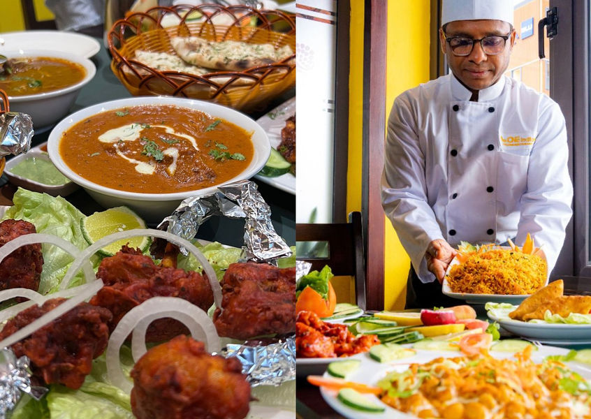 Curry dishes and chef at The One Indian Restaurant Ha Long