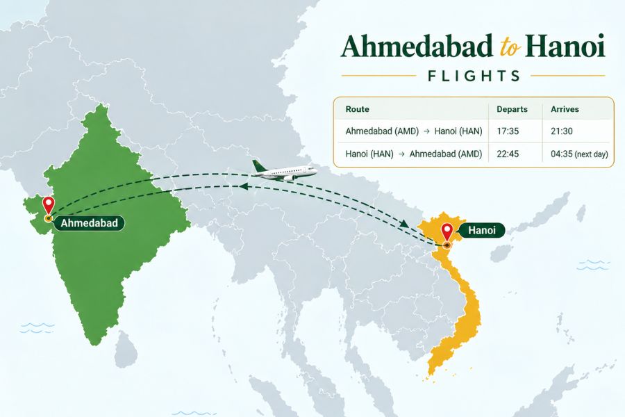 Hanoi to Ahmedabad with Vietnam Airlines