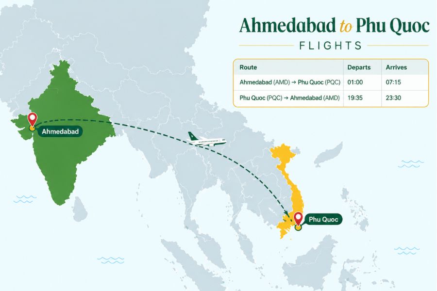 Phu Quoc to Ahmedabad with Sun PhuQuoc Airways